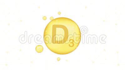 Vitamin D3 Gold Shining Icon Ascorbic Acid Motion Graphics Stock