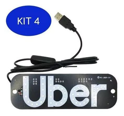 Kit 4 Placa Painel Luminoso Usb Led Uber 2 Ventosas Parcelamento