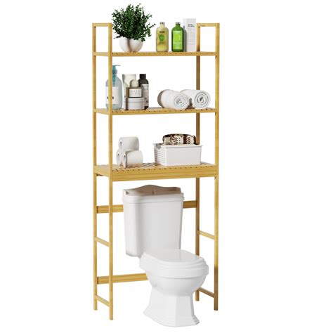 LACHILLBAY Over The Toilet Storage3 Tier Bamboo Over Toilet Organizer