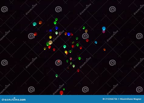 Colorful, Glowing Balloons Flying in the Dark Night Sky Stock Photo ...