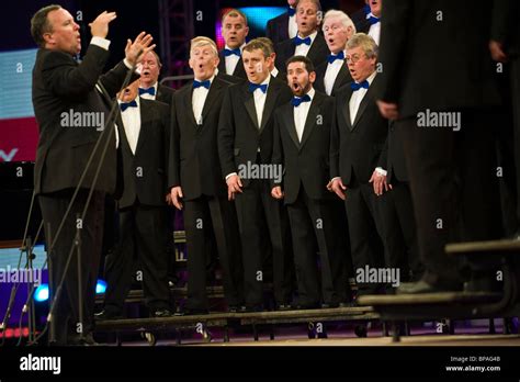 Male Voice Choir Singing On Stage In Competition At The National