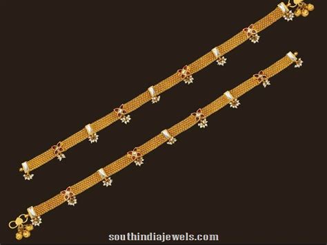 Gold Kundan Anklet South India Jewels