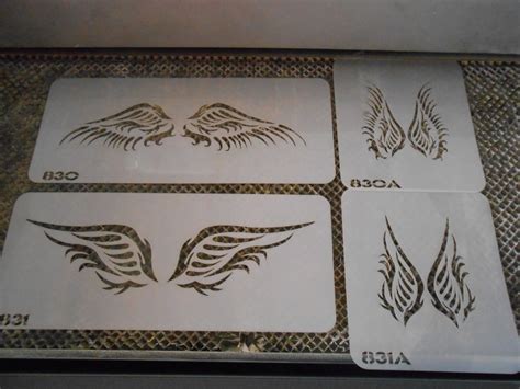 Airbrush Temporary Tattoo Stencil Set Large Angel Wings New by Island ...