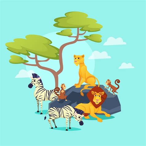 Premium Vector Zoo African Animals On Nature Background Wildlife