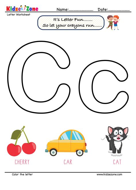 Letter C Coloring Worksheet Kidzezone