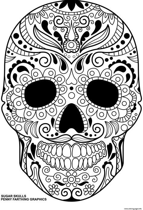 Sugar Skulls Day Of The Dead Calavera Coloring Pages Printable