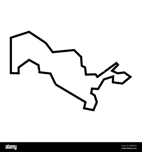 Uzbekistan Country Thick Black Outline Silhouette Simplified Map