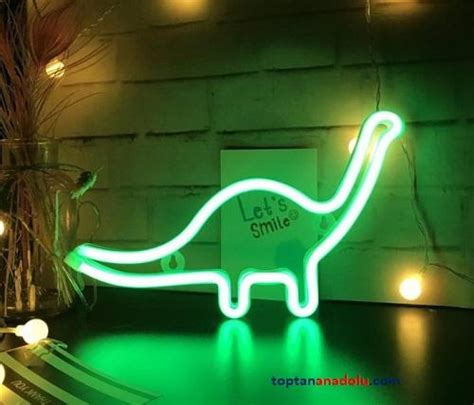 Dinazor Neon Led Işıklı Masa Lambası Dekoratif Aydınlatma Gece Lambası