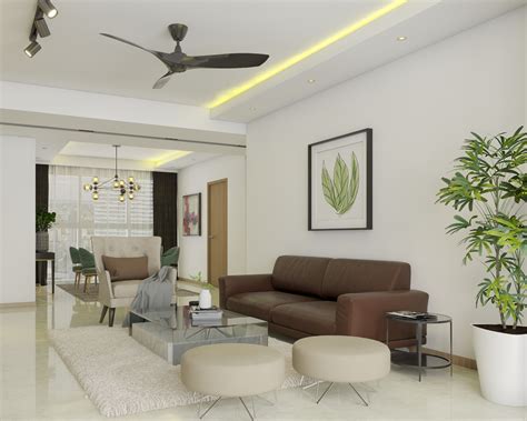 Single Layered False Ceiling Design With Light Fixtures Livspace