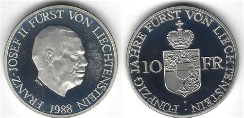 Liechtenstein Francs Franz Josef Ii Pp Ma Shops