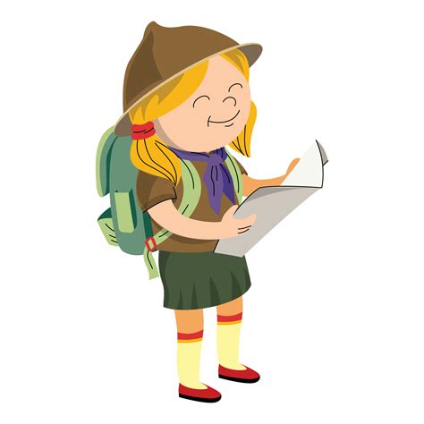 Scout Girl With Map Icon Cartoon Style Vector Art At Vecteezy