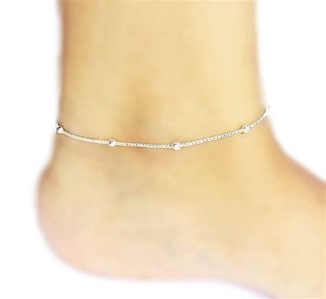 Silver Anklet Simple Silver Chain Anklet Box Chain Dainty Anklet