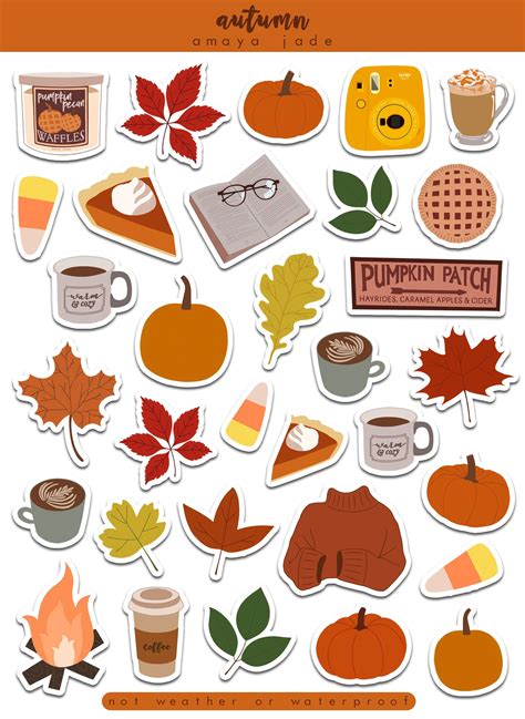 Autumn Stickers Journal Stickers Planner Stickers Fall Stickers Scrapbook Stickers Birthday