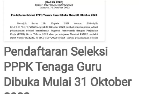 BKN Umumkan Pendaftaran Seleksi PPPK Tenaga Guru Ini Kategori Dan