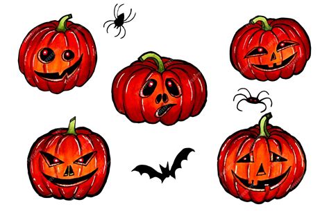 Premium Vector A Collection Of Pumpkins With Different Facial