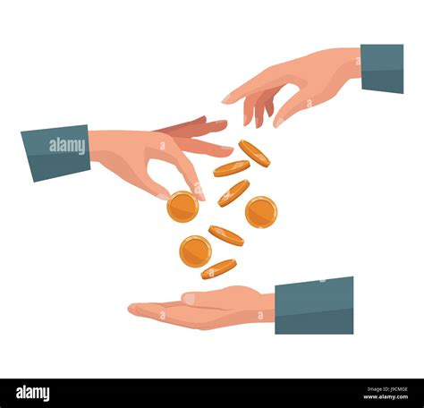 People Pair Hands Depositing Coins In A Palm Human Stock Vector Image