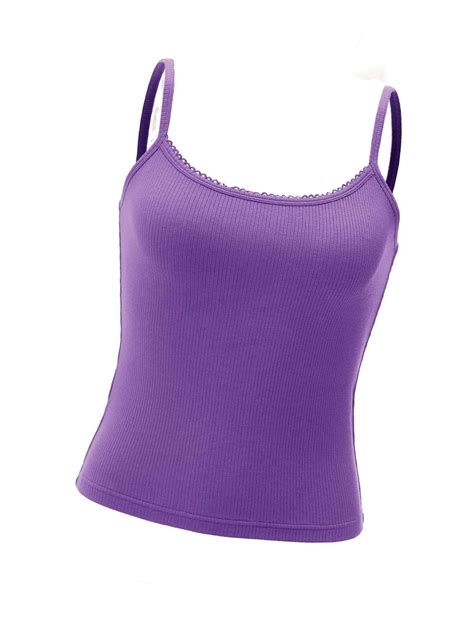 Casual Solid Spaghetti Strap Cami Purple Womens Tank Tops And Camis Women S