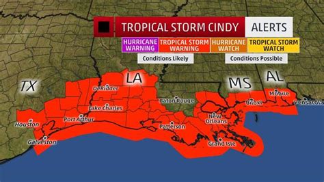 Tropical Storm Alert Cindy S Severe Flood Threat Brays Oaks