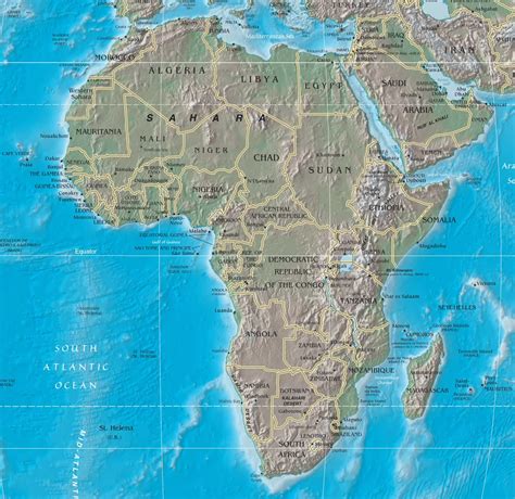 large detailed political  physical map  africa africa large