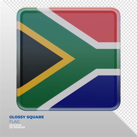 Premium Psd Realistic D Textured Glossy Square Flag Of South Africa