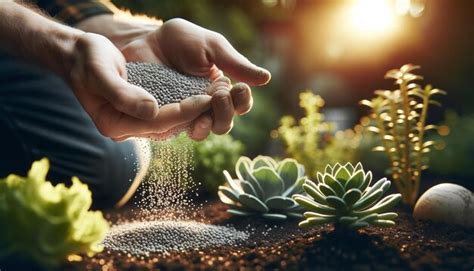 premium photo applying fertilizer  gardener distributes granular