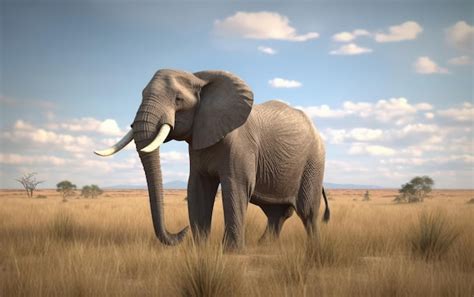 Un L Phant Se Prom Ne Dans Un Champ Avec Des Arbres De Savane En