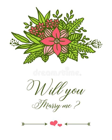 Vector Illustration Lettering Will You Marry Me With Frame Flower Pink