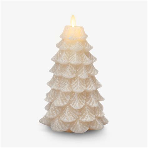 Luminara Christmas Tree Flameless Candle Glitter And Snow Finish Moving Flame Effect