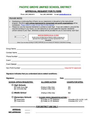 Fillable Online Approval Request For Flyers Pgusd Forms Pacific