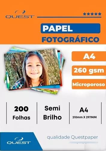 200 Folhas Papel Foto Satin Microporoso A4 260g Frete grátis