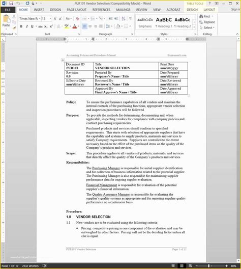 Process Manual Template Free Of why Use Microsoft Word Templates for Policies and Procedures ...