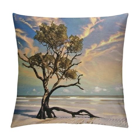 Dvbnli Driftwood Throw Pillow Cushion Cover Seascape Theme Dead Tree