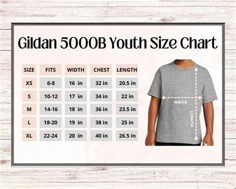 Gildan 5000b Youth Size Chart 5000b Youth Mockup Unisex Size Etsy