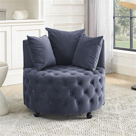 Velvet Upholstered Swivel Chair For Living Roomcomfy Accent Chair Barrel Corner Chair With