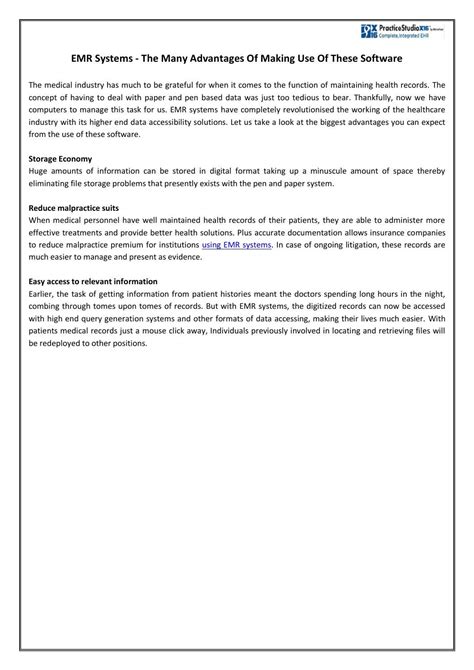 Emr systems the many advantages of making use of these software by practice studio - Issuu
