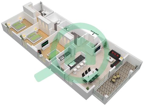 Floor Plans For Type A Bedroom Apartments In La Rive Tower Bayut