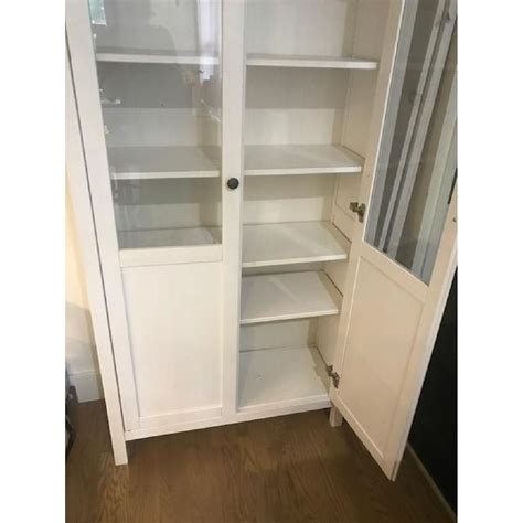 Ikea Hemnes Glass Door Cabinet W 3 Drawers In White AptDeco