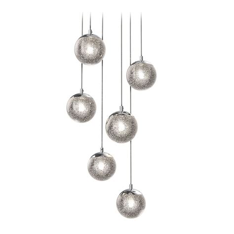 Seeded Glass Globe Led Multi Light Pendant Chrome By Sonneman Lighting 296301 Destination