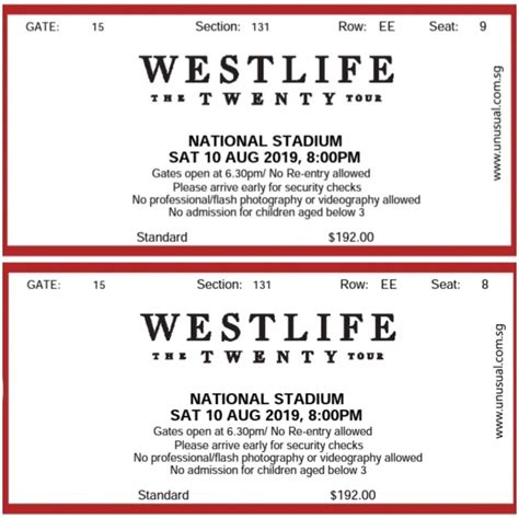 Westlife Concert Tickets, Tickets & Vouchers, Event Tickets on Carousell