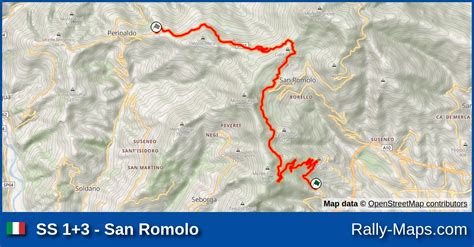 SS 1 3 San Romolo Stage Map Rallye Sanremo 2015 CIAR Rally