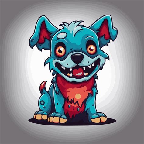 Adorável ilustração vetorial de desenho animado cachorro monstro zumbi