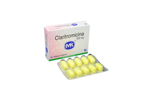 Claritromicina Mk 500 Mg Caja Con 10 Tabletas Recubiertas Farma Chex