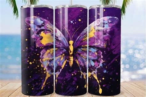 Purple Butterfly Tumbler Wrap Bundle Bundle Creative Fabrica