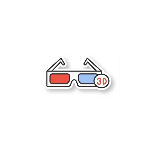 3d Glasses Patch Polarized Anaglyph Glasses Color Sticker Vector