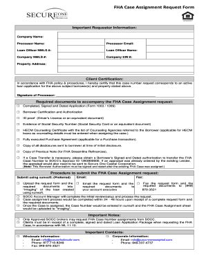 Fillable Online Fha Case Assignment Request Form Secure One Capital