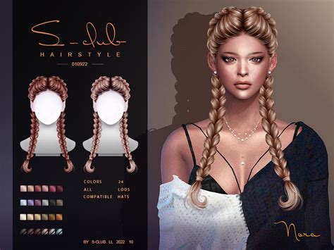 The Sims Resource Long Double Braids Hairstyle Nora011022 By S CLUB