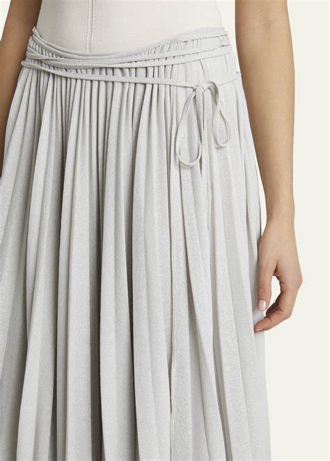 Proenza Schouler Margo Pleated Self Tie Gauzy Jersey Midi Skirt