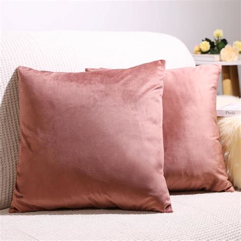 Tyzu Velvet Throw Pillow Covers Pack Of 2 Solid Square Pillow Cases 18x18 Inch Soft Couch