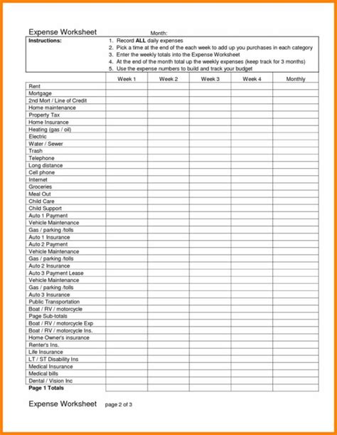 Retirement Expense Worksheet Excel