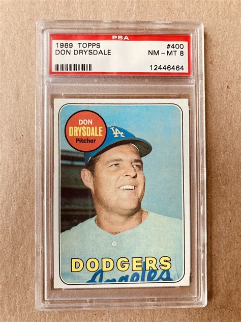 1969 Topps 400 DON DRYSDALE HOF Los Angeles Dodgers PSA 8 NM MT